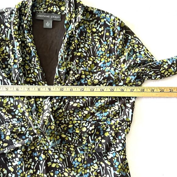 Josephine Chaus‎ Women 8 Nylon Ruched Top Forest Fairy Sheer Earthy Mesh - Picture 7 of 11